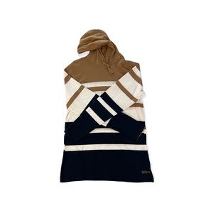 Blue,White,and Tan Denim & Flower Hoodie Sweatshirt